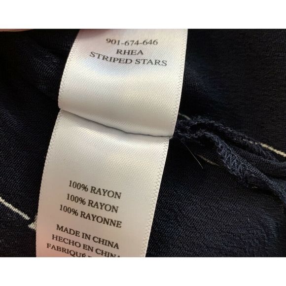 Rails Black Stars Stripes Neck Tie Blouse - Picture 8 of 8